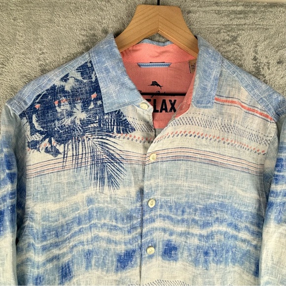 Tommy Bahama‎ Relax Ocean Tides Breezer Linen Shirt Large Tropical Breathable - Picture 6 of 14